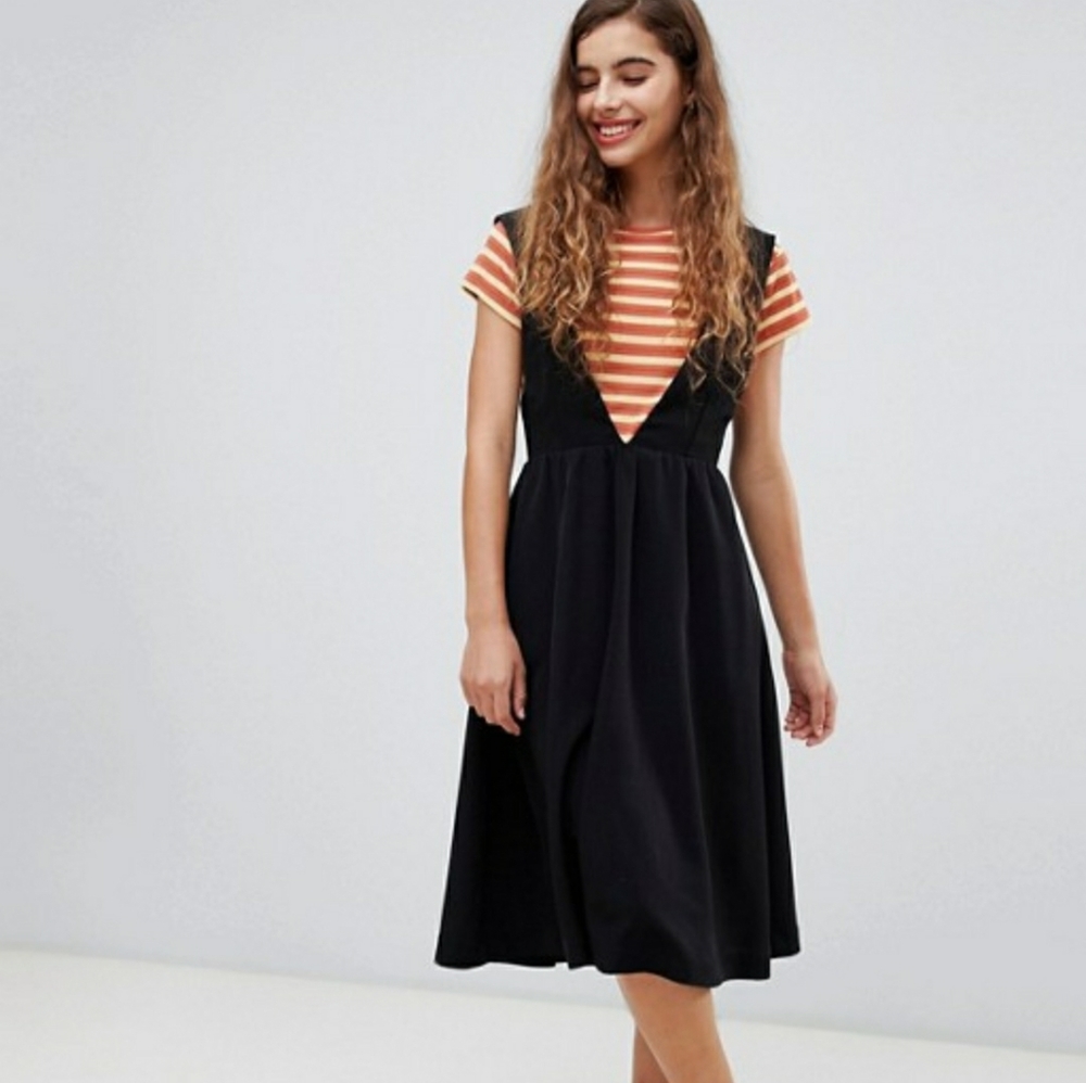 Asos Monki brand pinafore midi dress